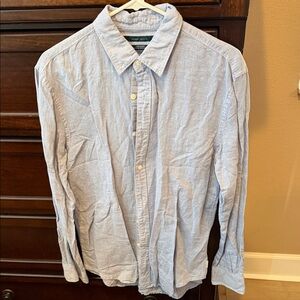 Perry Ellis Linen Blend Long Sleeve Button Down Shirt
